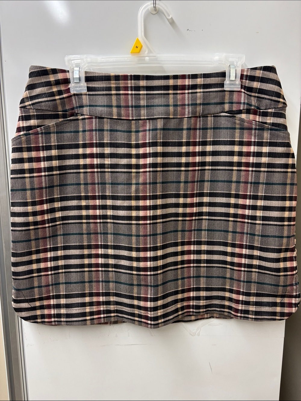 Tribal Plaid Mini Skort in Black, Brown, Cream and Red